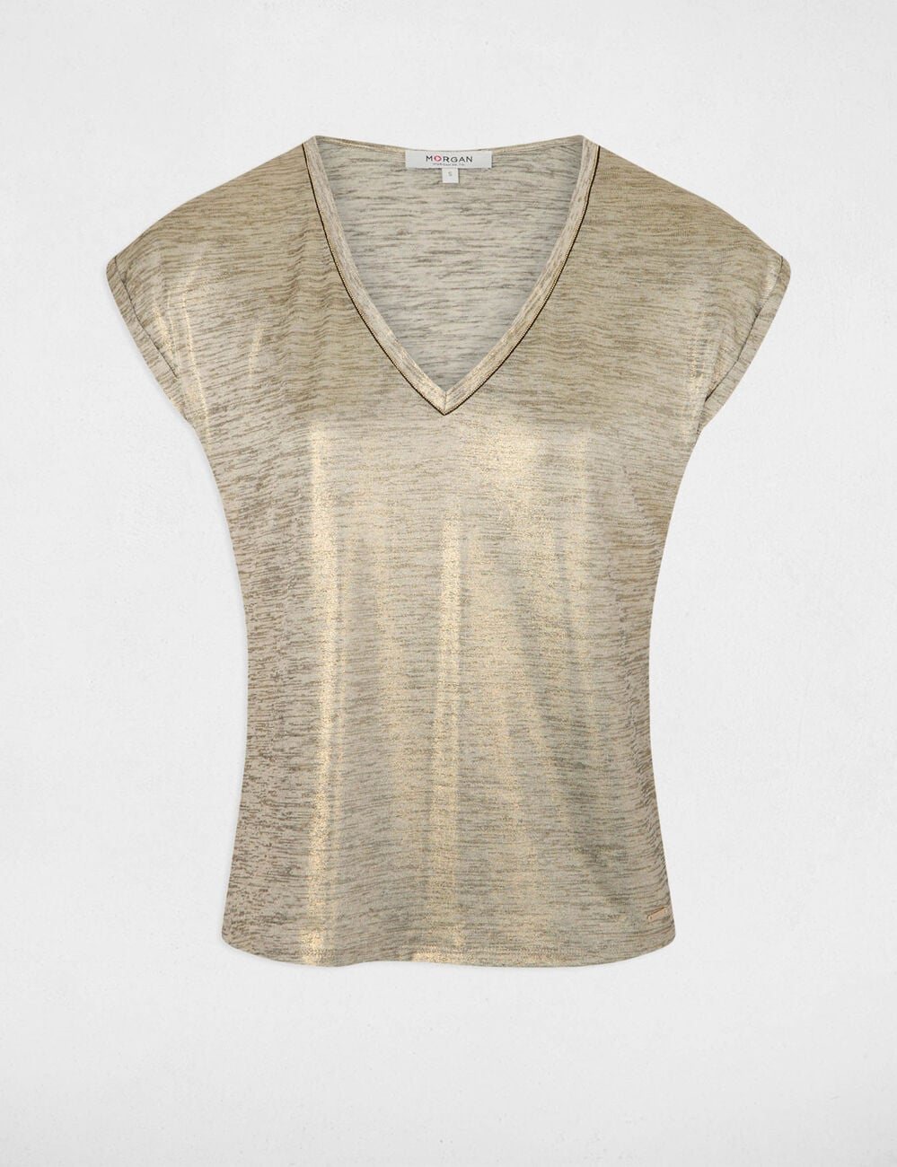 Camiseta de manga corta amarillo oro mujer