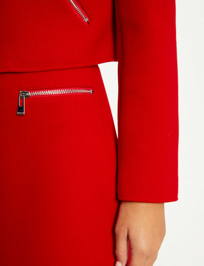 Falda recta con cremallera rojo mujer