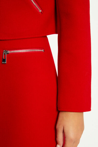 Falda recta con cremallera rojo mujer