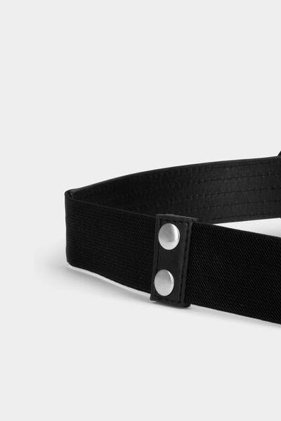 Cinturón elástico con nudos negro mujer
