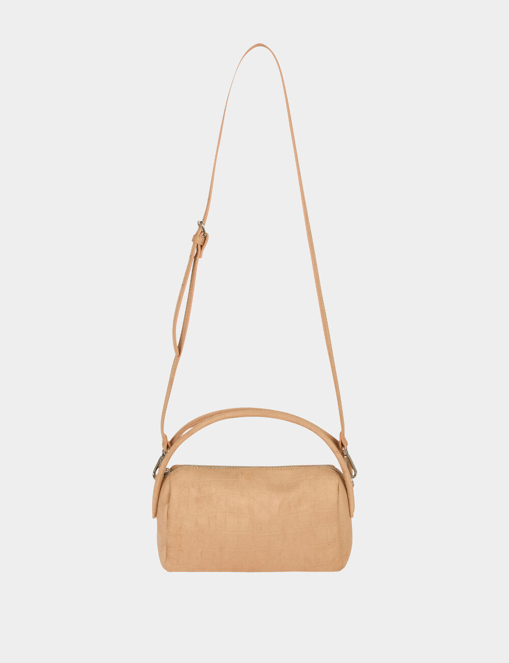 Bolso bandolera de polipiel beige mujer