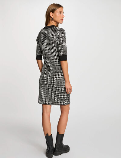 Vestido punto ajustado negro mujer