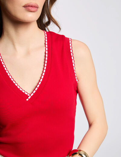 Top sin manga rojo mujer