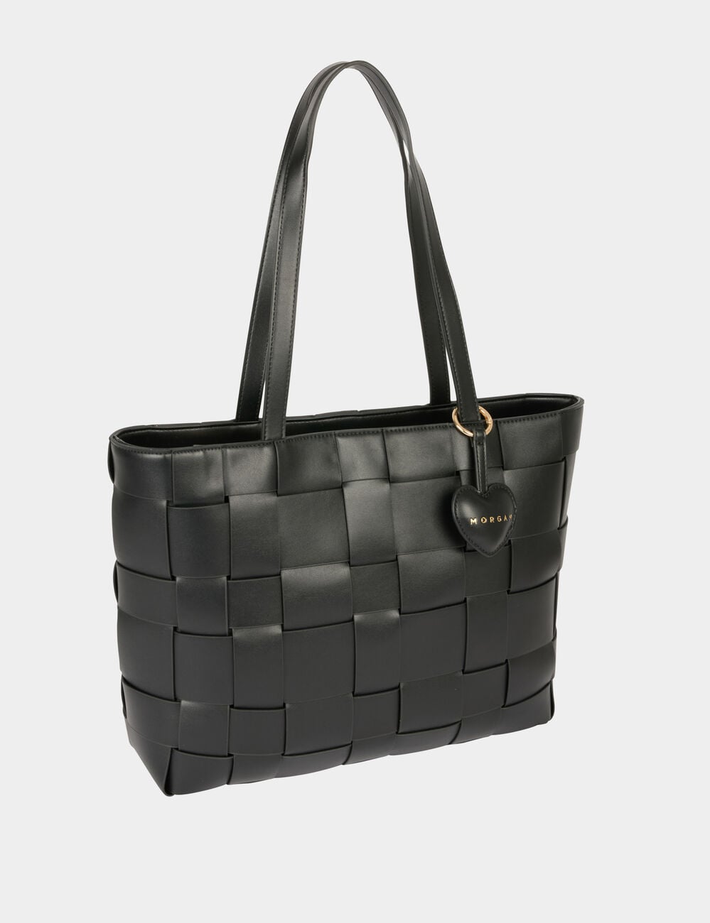 Bolso tote trenzado negro mujer