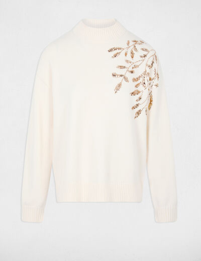 Jersey de cuello alto marfil mujer