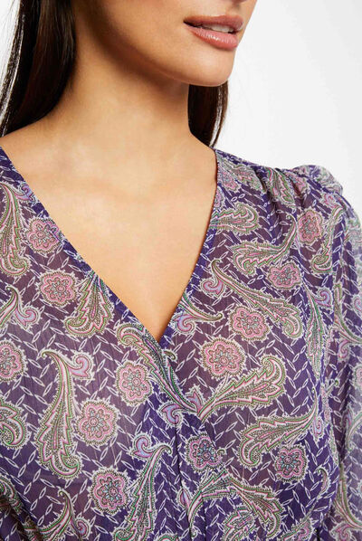 Blusa manga larga estampada multicolor mujer