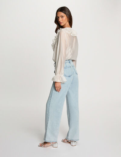 Blusa manga larga blanco mujer