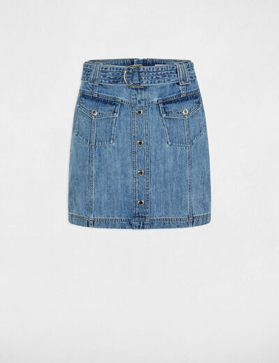 Falda vaquero corta denim stone mujer