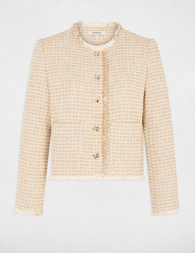 Chaqueta tweed cropped multicolor mujer