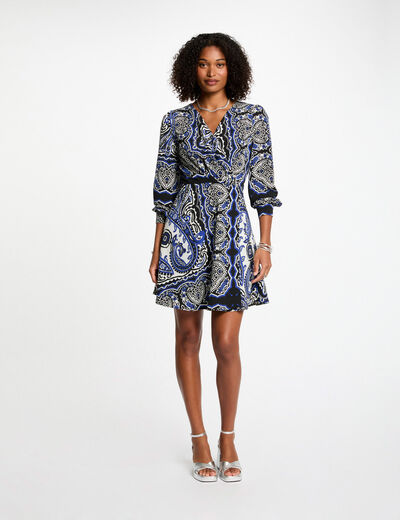 Vestido acampanado estampado multicolor mujer