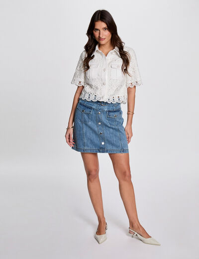 Falda vaquero corta denim stone mujer