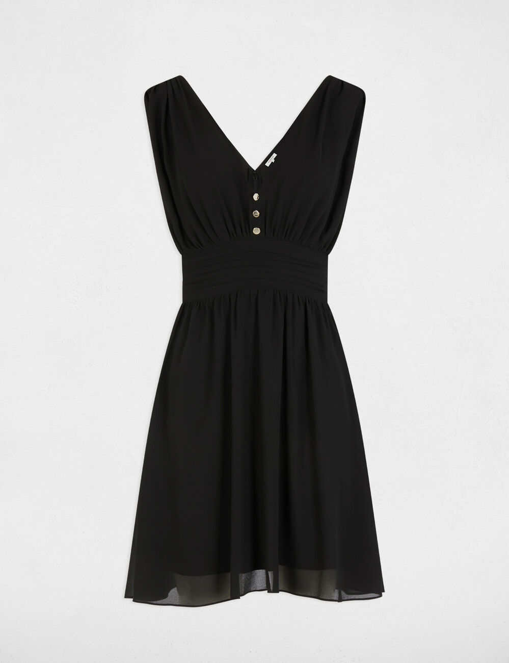Vestido corto acampanado negro mujer