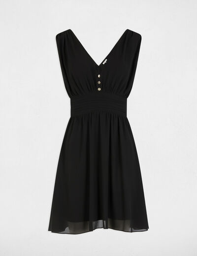 Vestido corto acampanado negro mujer