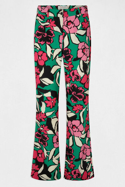 Pantalón recto estampado floral multicolor mujer