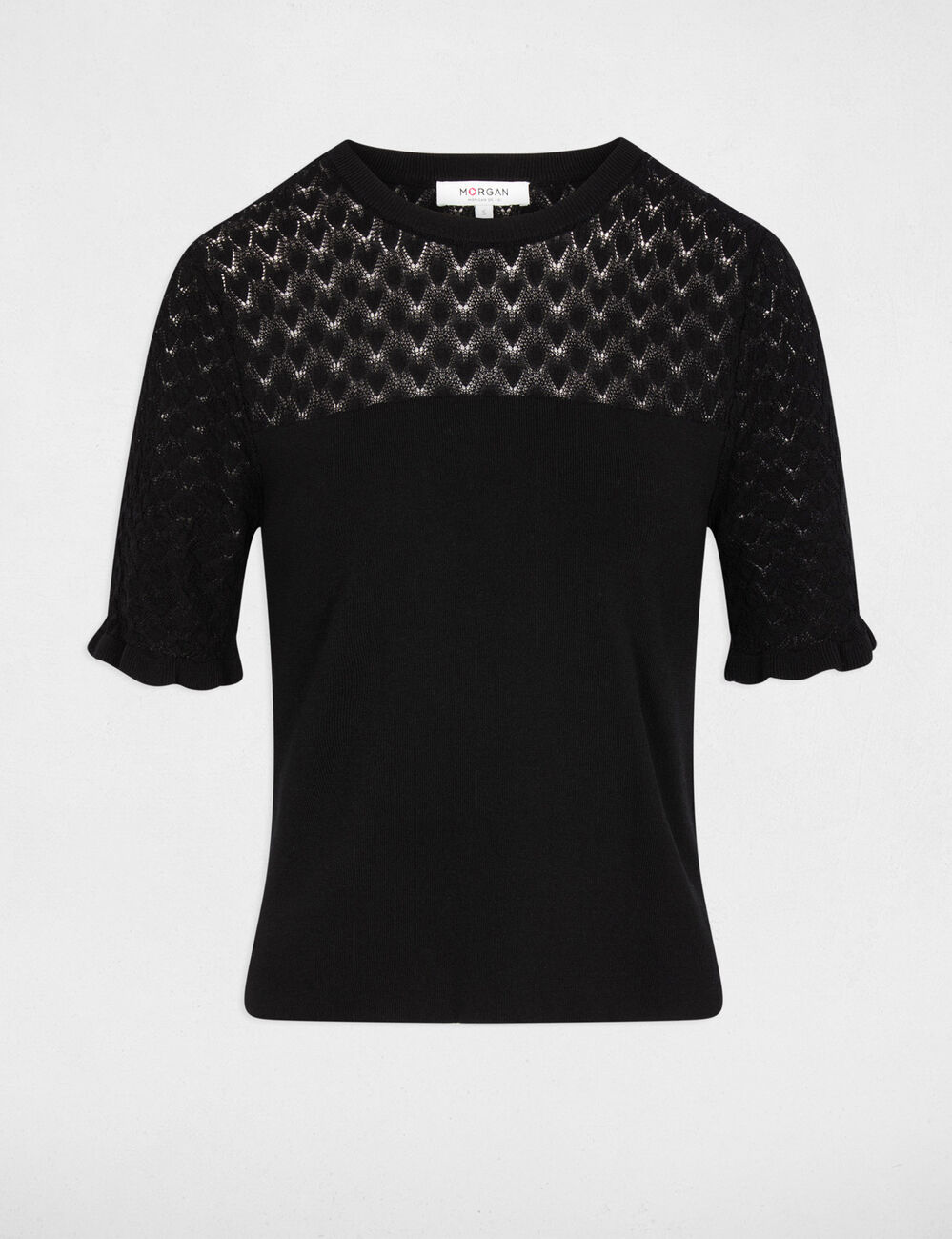 Jersey de mangas cortas negro mujer