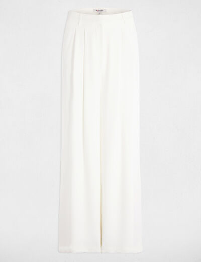 Pantal&oacute;n ancho fluido blanco mujer