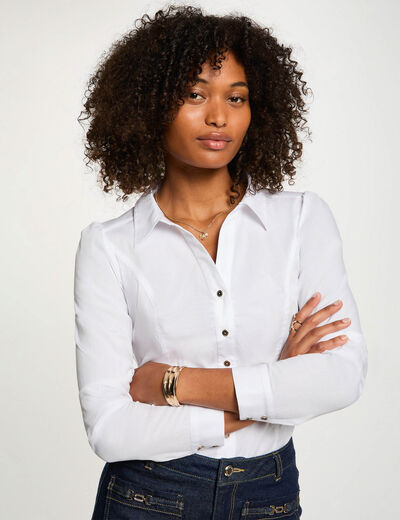 Camisa manga larga blanco mujer