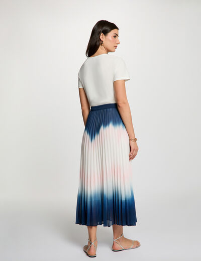 Falda larga plisada multicolor mujer