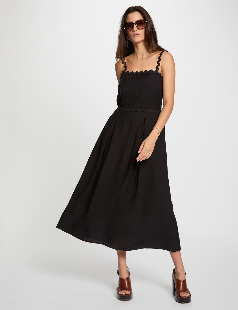 Vestido ajustado tirantes fantasía negro mujer