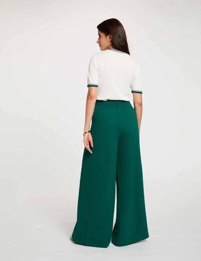 Pantal&oacute;n ancho de tiro alto verde mujer