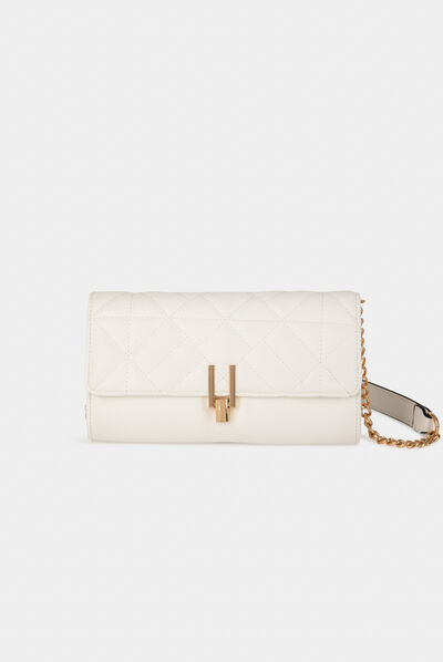 Bolso cartera de mano efecto acolchado blanco mujer