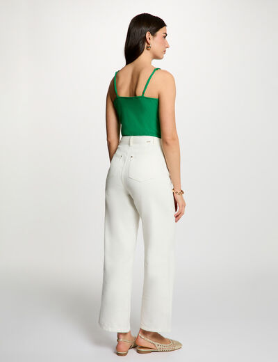 Top de encaje con escote cuadrado verde pradera mujer