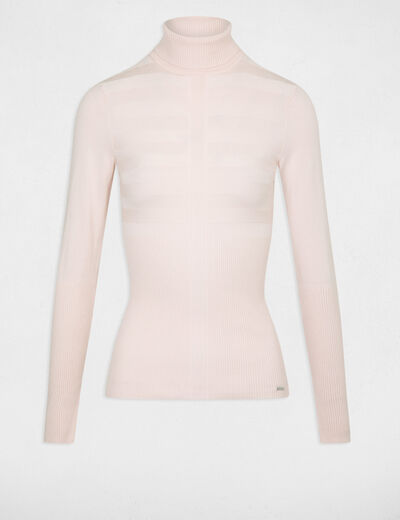 Jersey de cuello alto ajustado rosa mujer
