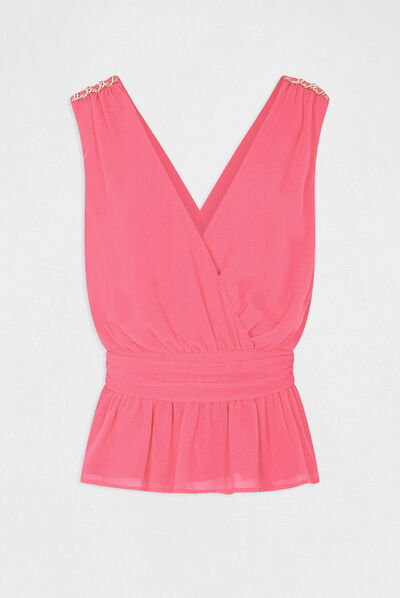 Blusa sin mangas con detalles de cadena rosa mujer