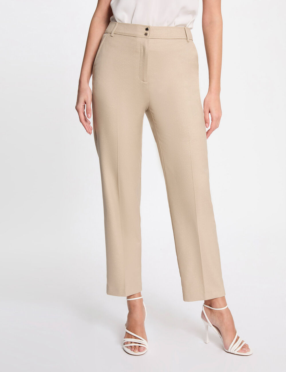Pantalón recto marron clair mujer