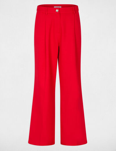 Pantal&oacute;n de tiro alto ancho rojo mujer