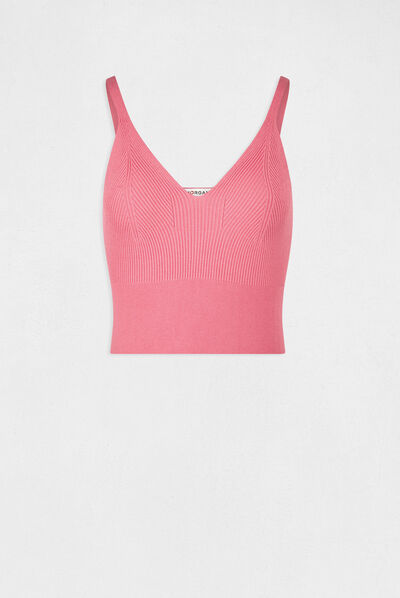 Top punto con tirantes finos rosa mujer