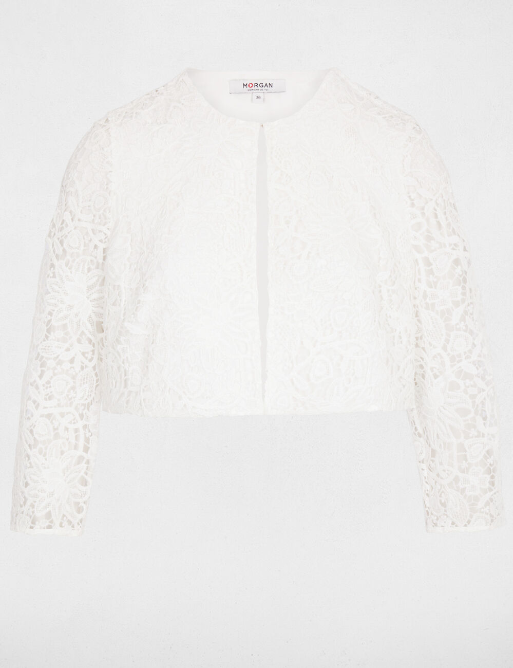 Bolero de encaje entallado blanco mujer