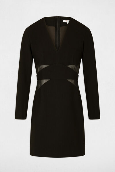 Vestido ajustado detalles transparente negro mujer