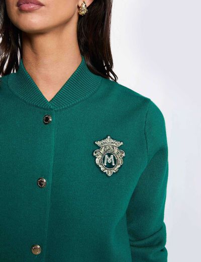 Jersey con cuello teddy verde mujer