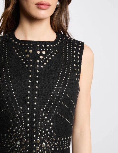 Vestido ajustado tachuelas negro mujer
