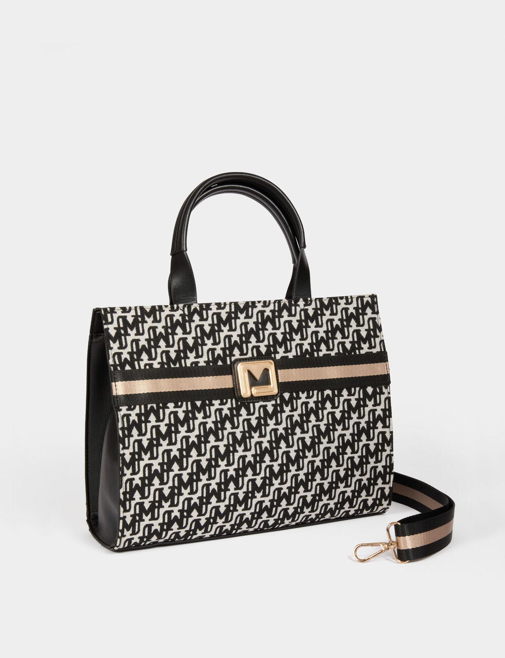 Bolso monogramado negro mujer
