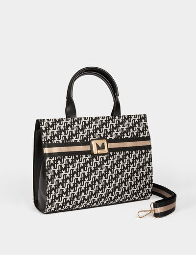 Bolso monogramado negro mujer