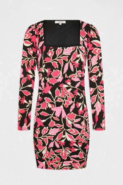 Vestido ajustado estampado vegetal multico mujer