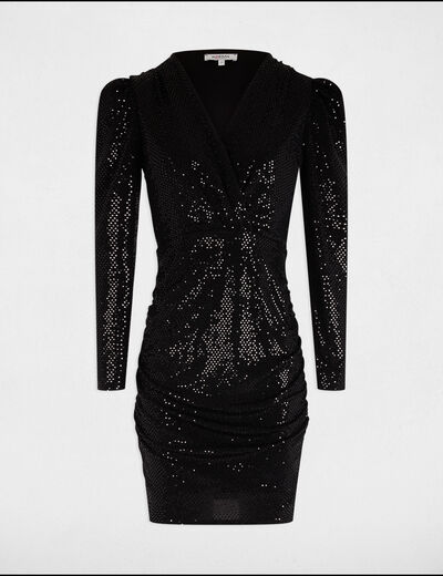 Vestido ajustado lentejuelas negro mujer