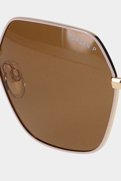 Gafas de sol hexagonales beige mujer