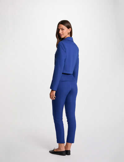 Pantalón cigarette estilo corto azul eléctrico mujer