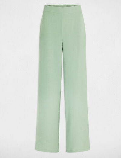 Pantalón pernera ancha holgado verde claro mujer