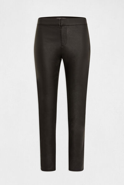Pantalón skinny efecto mojado negro mujer