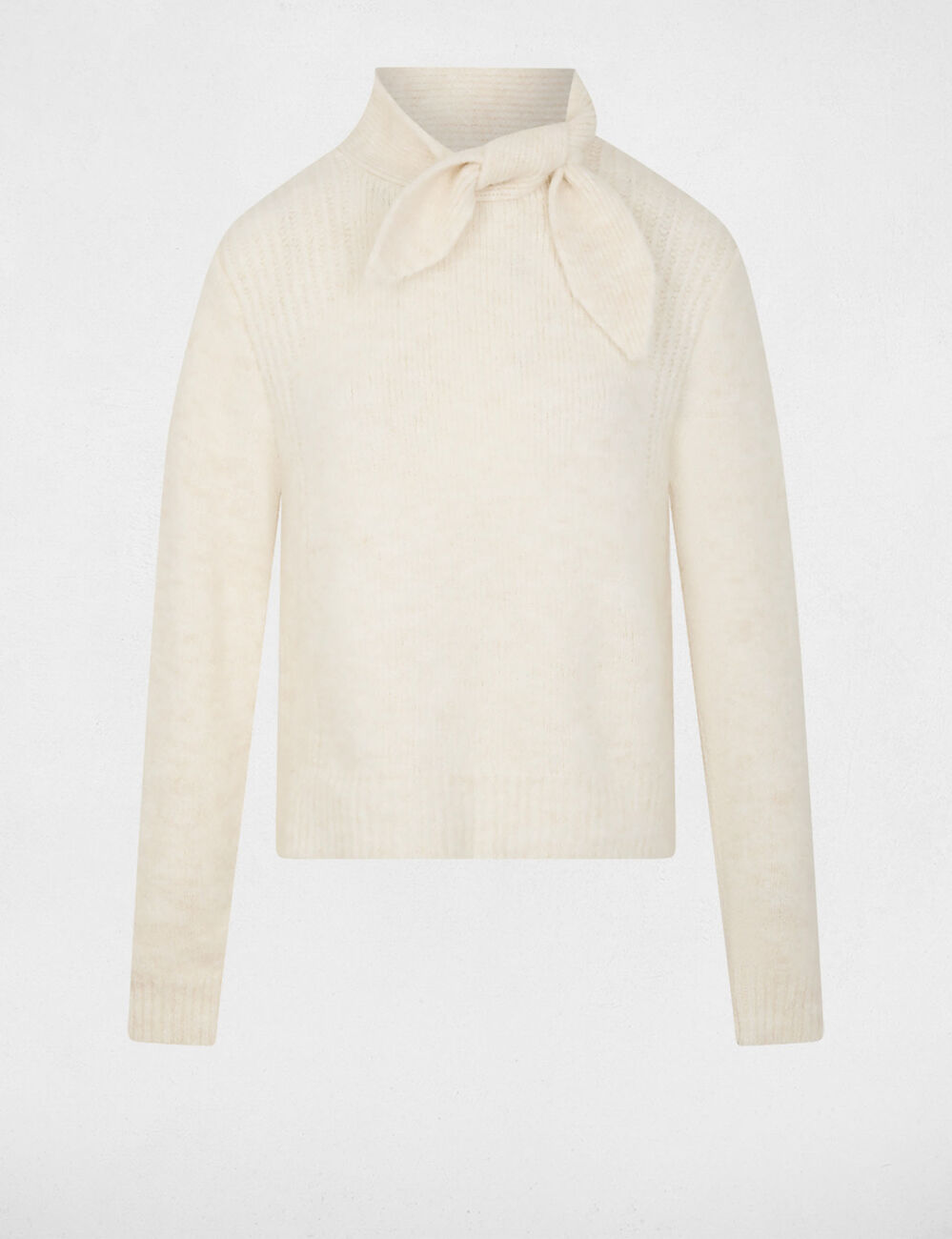 Jersey de cuello alto marfil mujer