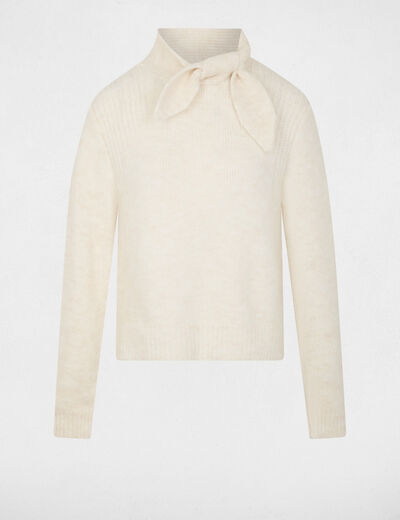 Jersey de cuello alto marfil mujer