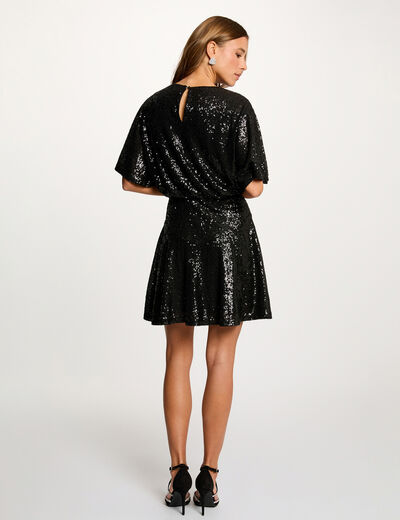 Vestido corto de lentejuelas negro mujer