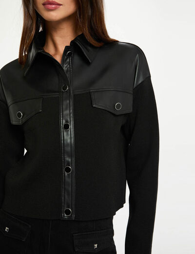 Chaqueta recta cropped negro mujer