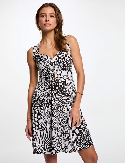 Vestido entallado estampado multicolor mujer