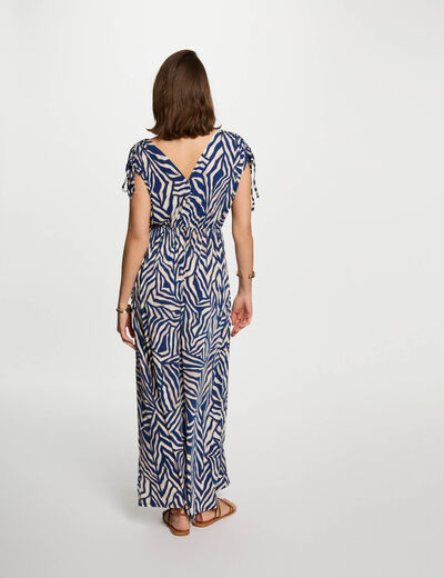 Vestido largo recto estampado multicolor mujer
