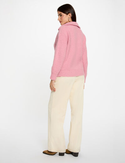Jersey cuello camionero rosa envejecido mujer